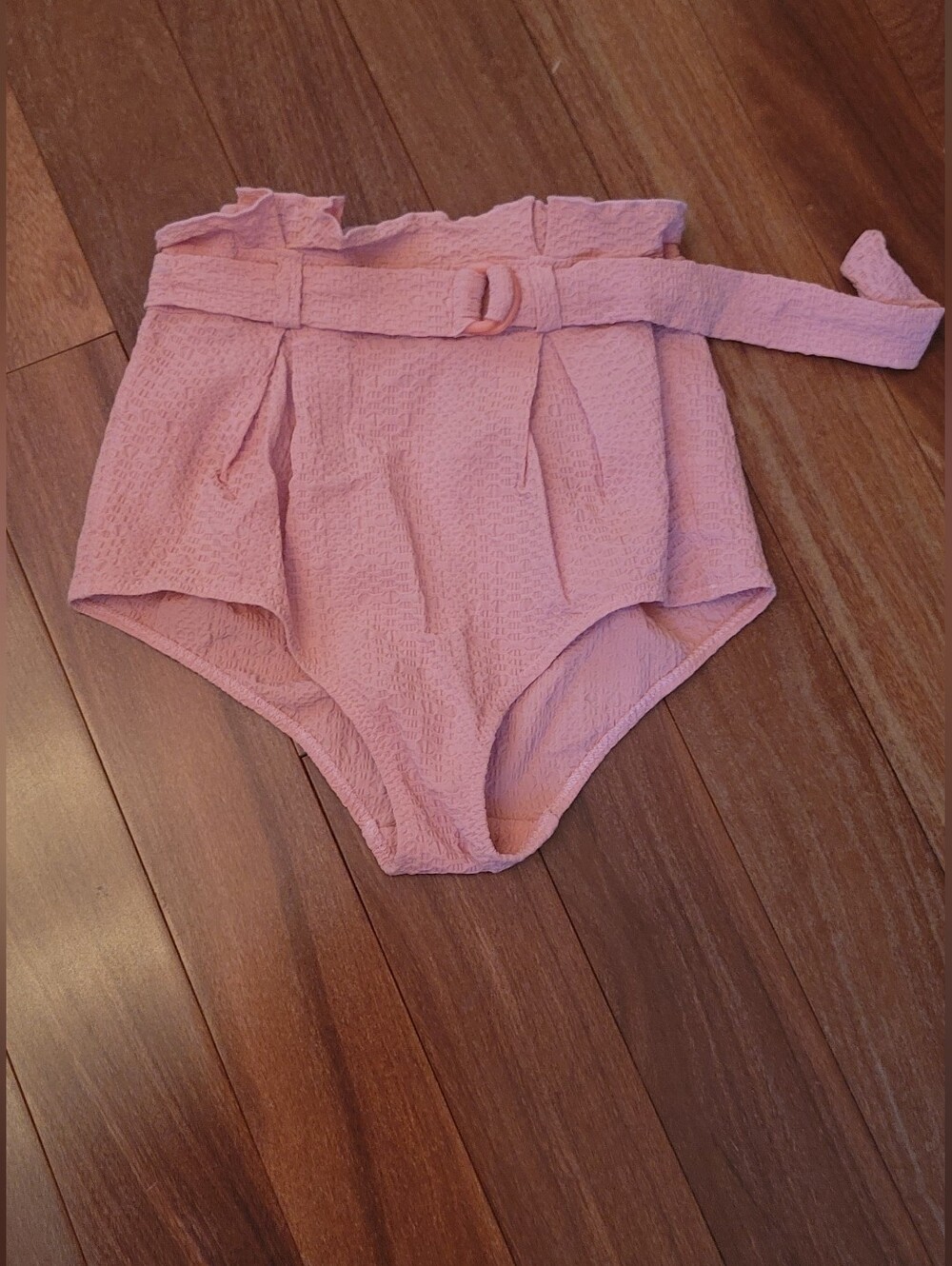 LISA MARIE FERNANDEZ High-Waisted Pink Paperbag Women’s Shorts with Belt SIZE 1